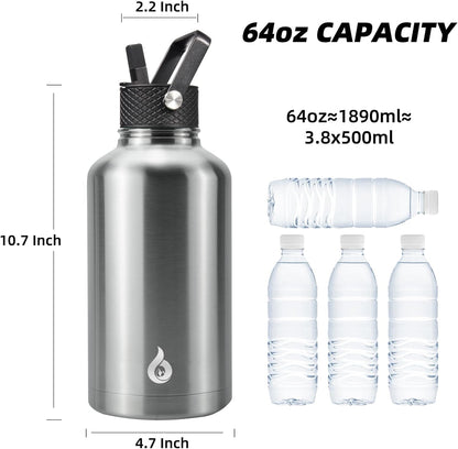 40oz Insulated Water Bottle with Straw Lid, Stainless Steel Bottle