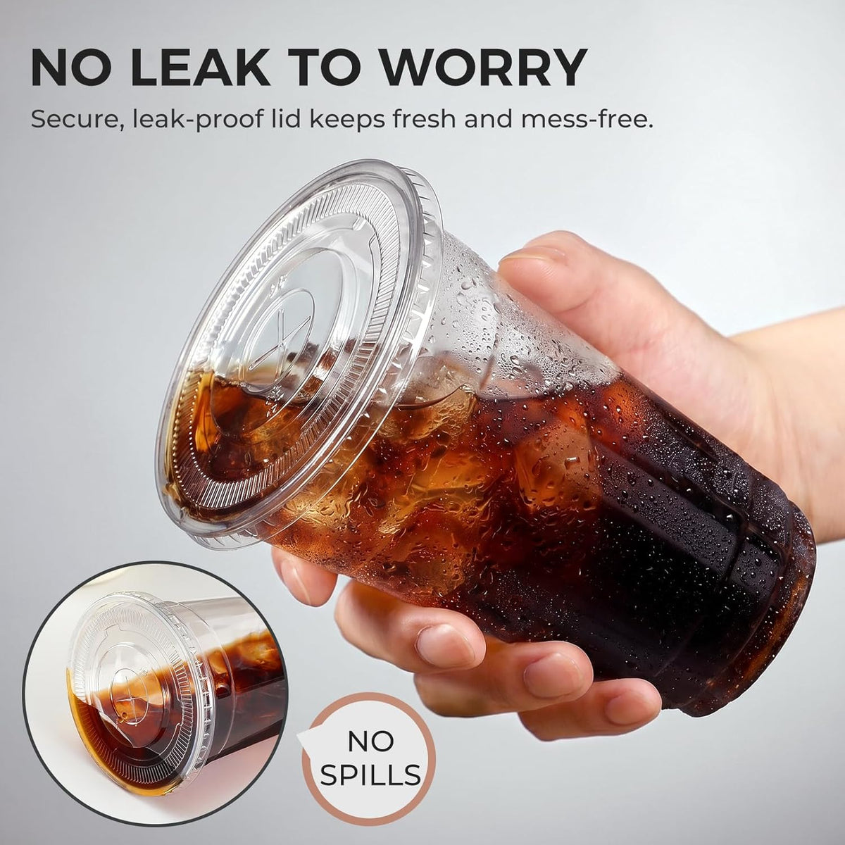 [100 Sets - 16oz] Clear Plastic Cups with Lids and Straws, Disposable Iced Coffee Cups for Smoothie, Milkshake, Cold Drinks - BPA free