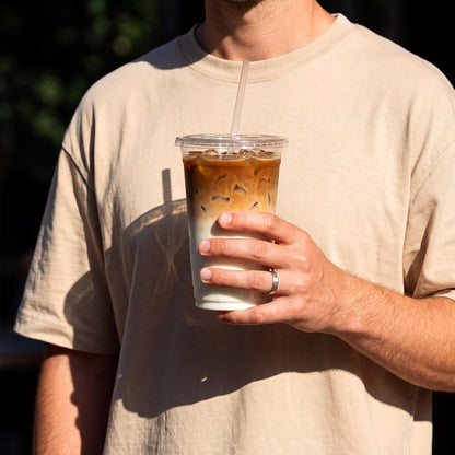 [100 Sets - 16oz] Clear Plastic Cups with Lids and Straws, Disposable Iced Coffee Cups for Smoothie, Milkshake, Cold Drinks - BPA free