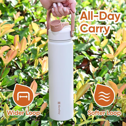 KEWIXY 32 oz Insulated Water Bottle with Straw, Bow Water Bottle Stainless Steel with Flip Straw and Handle, Leak Proof, Metal, Reusable, Wide Mouth, for Travel, Gym and School (Breeze Blue Bow)