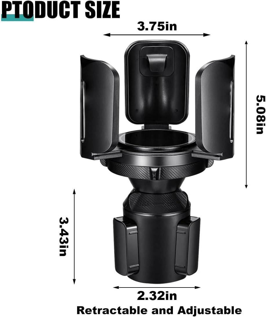 Car Cup Holder Expander, All Purpose Cup Holder Adapter with Adjustable Base, Auto Cup Organizer Expander Holder Compatible with 3.04" to 5.25" Bottles, Mugs, Drinks, Foods (1 PC)