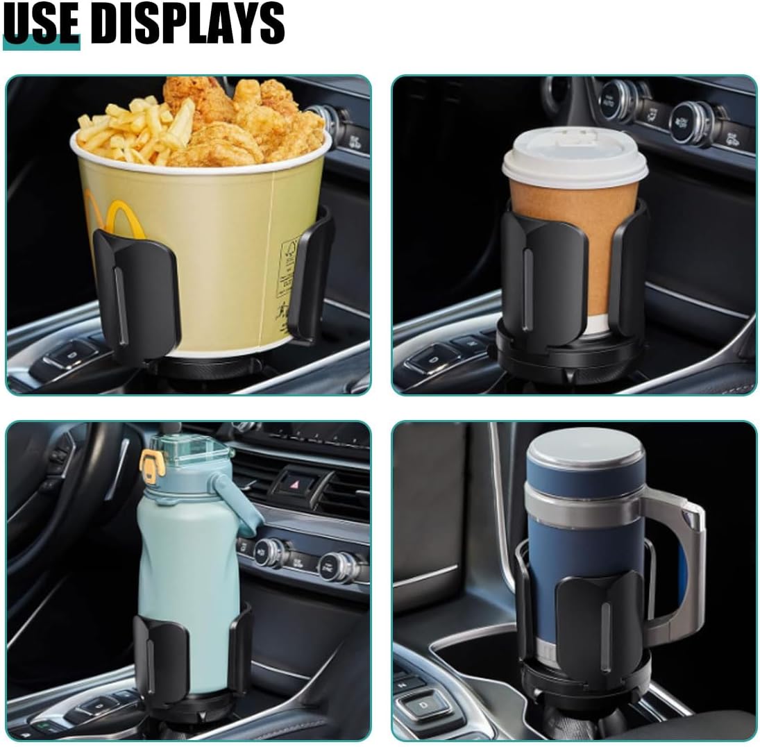 Car Cup Holder Expander, All Purpose Cup Holder Adapter with Adjustable Base, Auto Cup Organizer Expander Holder Compatible with 3.04" to 5.25" Bottles, Mugs, Drinks, Foods (1 PC)