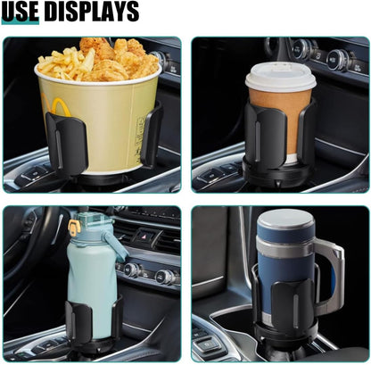 Car Cup Holder Expander, All Purpose Cup Holder Adapter with Adjustable Base, Auto Cup Organizer Expander Holder Compatible with 3.04" to 5.25" Bottles, Mugs, Drinks, Foods (1 PC)