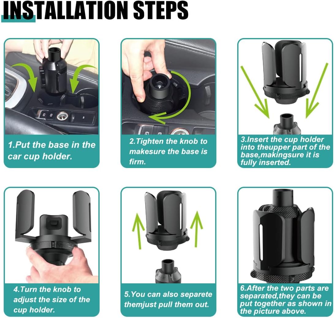 Car Cup Holder Expander, All Purpose Cup Holder Adapter with Adjustable Base, Auto Cup Organizer Expander Holder Compatible with 3.04" to 5.25" Bottles, Mugs, Drinks, Foods (1 PC)