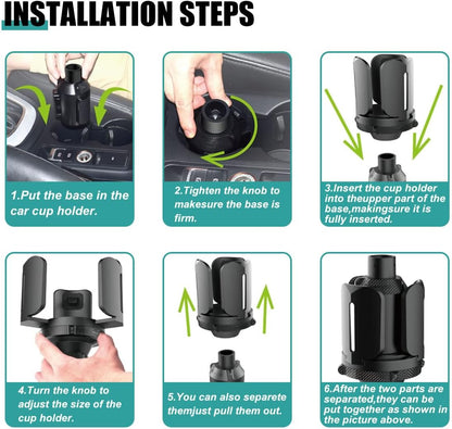 Car Cup Holder Expander, All Purpose Cup Holder Adapter with Adjustable Base, Auto Cup Organizer Expander Holder Compatible with 3.04" to 5.25" Bottles, Mugs, Drinks, Foods (1 PC)