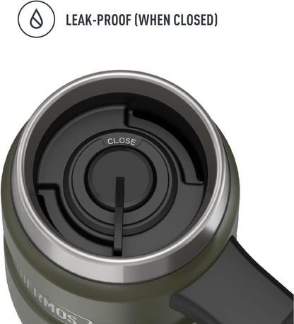 Stainless King Travel Mug with Handle, 16oz, Matte Steel | Vacuum-Insulated Travel Mug with Handle for Hot & Cold Drinks, Stainless Steel Coffee Mug with Lid for Commuting