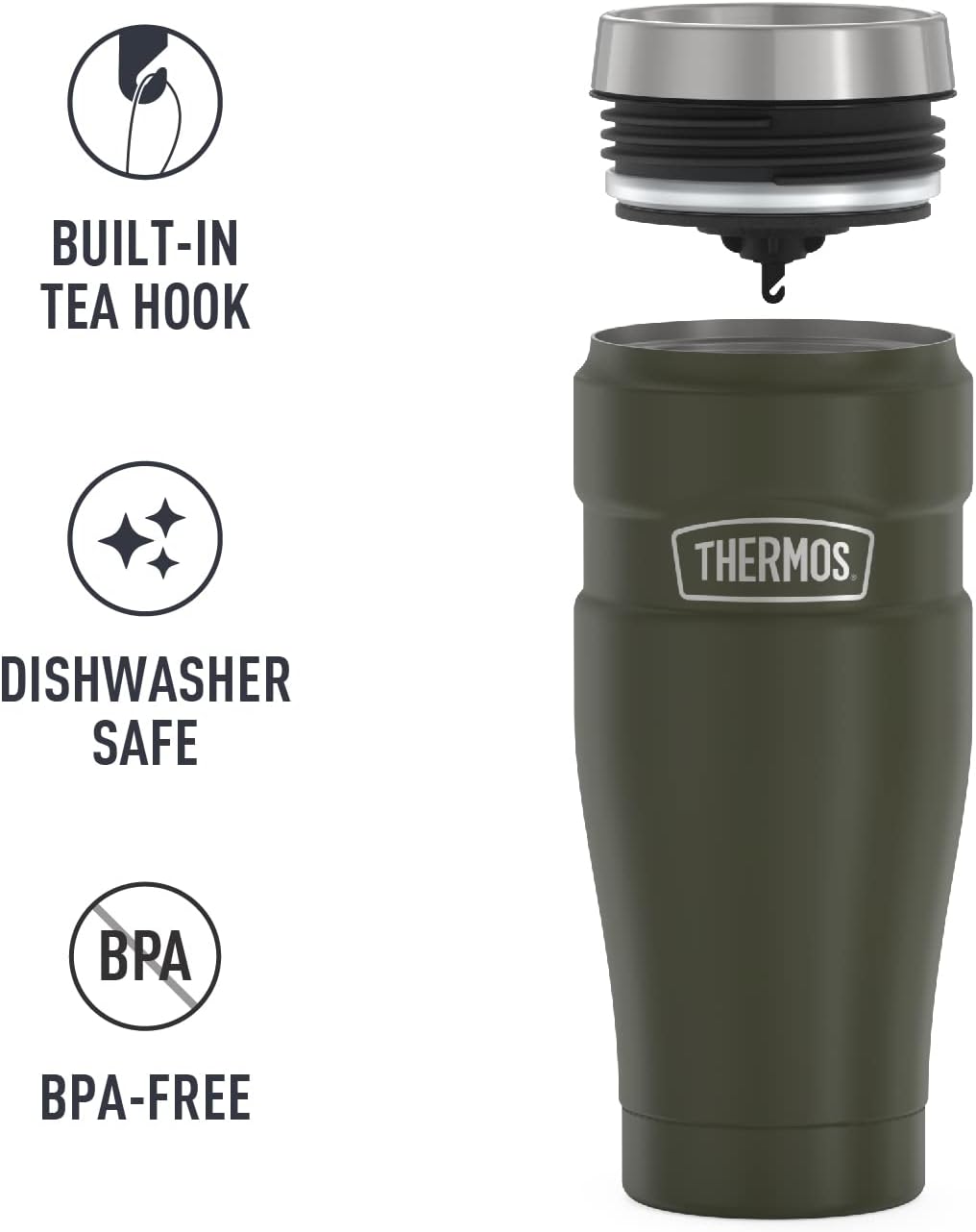 Stainless King Travel Mug with Handle, 16oz, Matte Steel | Vacuum-Insulated Travel Mug with Handle for Hot & Cold Drinks, Stainless Steel Coffee Mug with Lid for Commuting