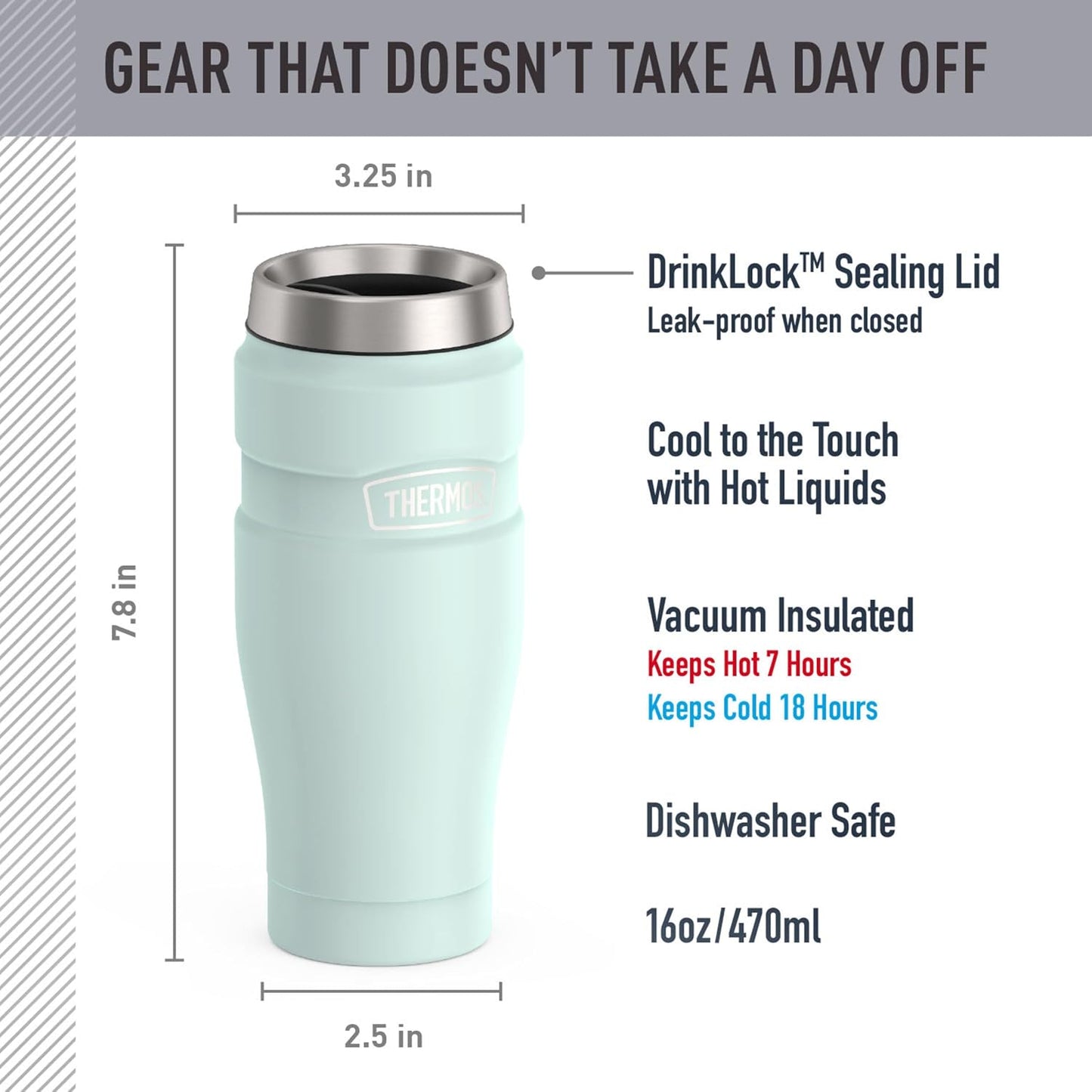 Stainless King Travel Mug with Handle, 16oz, Matte Steel | Vacuum-Insulated Travel Mug with Handle for Hot & Cold Drinks, Stainless Steel Coffee Mug with Lid for Commuting