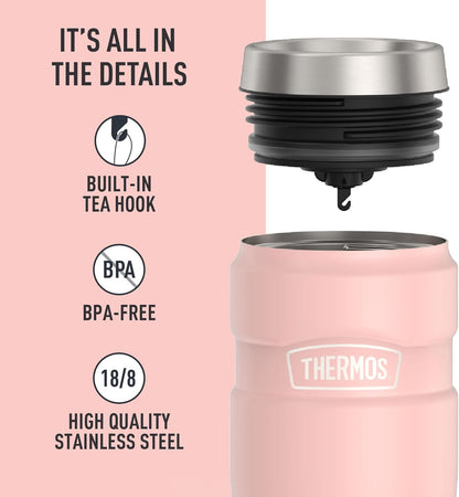 Stainless King Travel Mug with Handle, 16oz, Matte Steel | Vacuum-Insulated Travel Mug with Handle for Hot & Cold Drinks, Stainless Steel Coffee Mug with Lid for Commuting