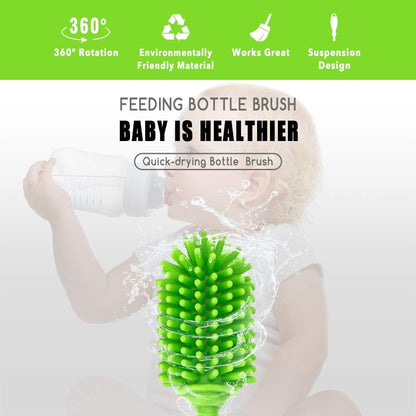 Silicone Bottle Brush with Long Handle, 12.5" Bottle Cleaning Brush, Gray