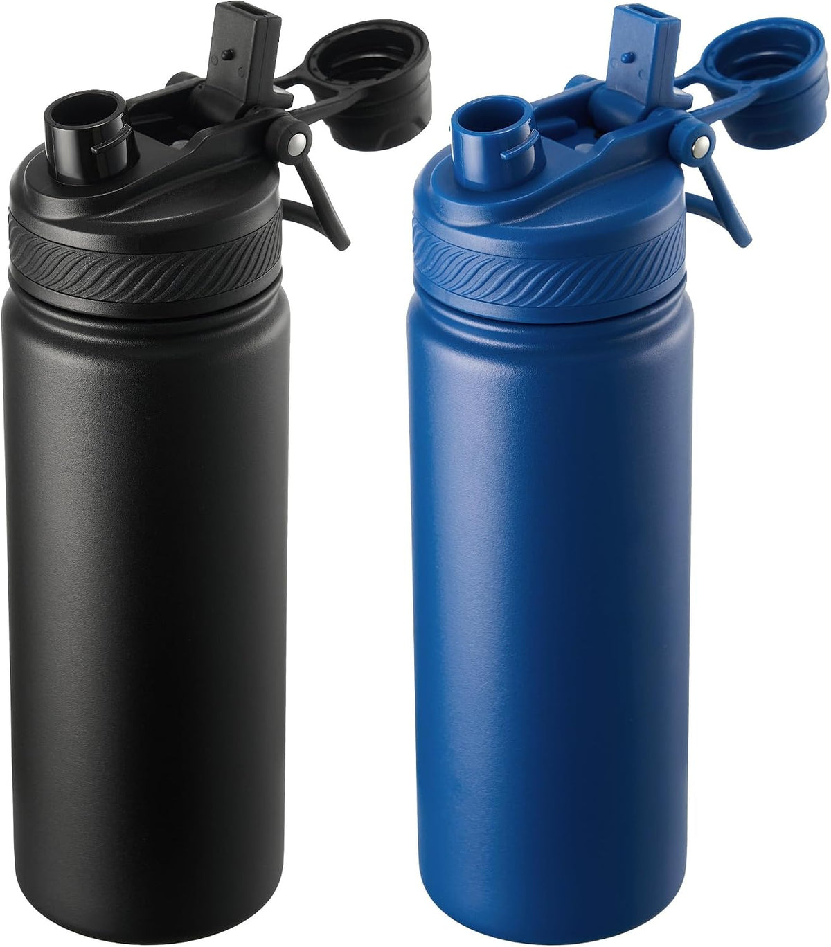 18 oz Insulated Water Bottle, 2-in-1 Straw and Spout Lid Stainless Steel Thermos, Leak-Proof, Double Wall Vacuum Flask, Keep Cold 24H for Outdoor, Sports, Travel, School (Black)