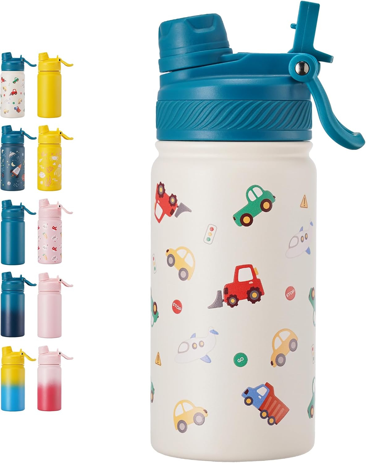 18 oz Insulated Water Bottle, 2-in-1 Straw and Spout Lid Stainless Steel Thermos, Leak-Proof, Double Wall Vacuum Flask, Keep Cold 24H for Outdoor, Sports, Travel, School (Black)