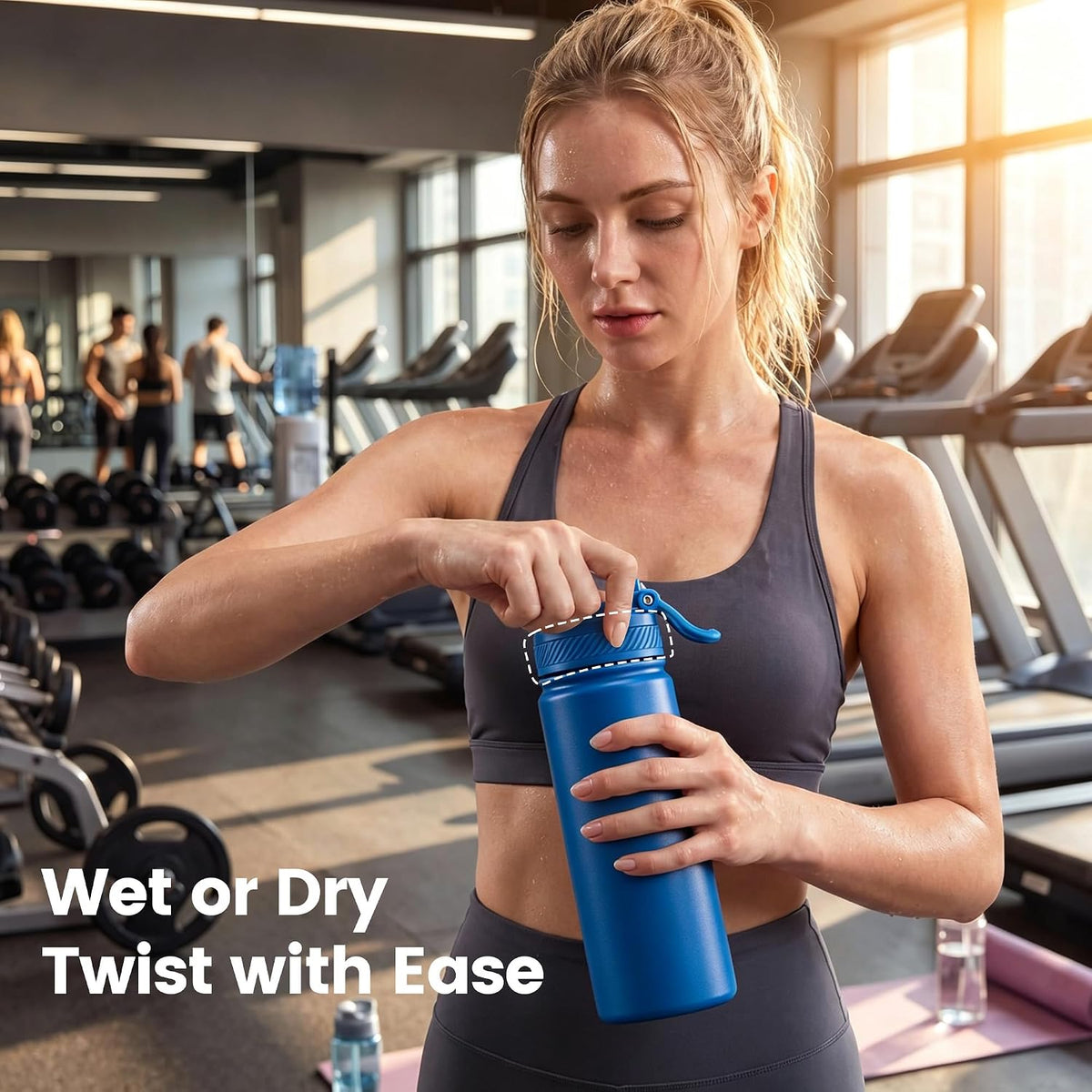 18 oz Insulated Water Bottle, 2-in-1 Straw and Spout Lid Stainless Steel Thermos, Leak-Proof, Double Wall Vacuum Flask, Keep Cold 24H for Outdoor, Sports, Travel, School (Black)