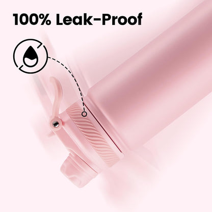 18 oz Insulated Water Bottle, 2-in-1 Straw and Spout Lid Stainless Steel Thermos, Leak-Proof, Double Wall Vacuum Flask, Keep Cold 24H for Outdoor, Sports, Travel, School (Black)