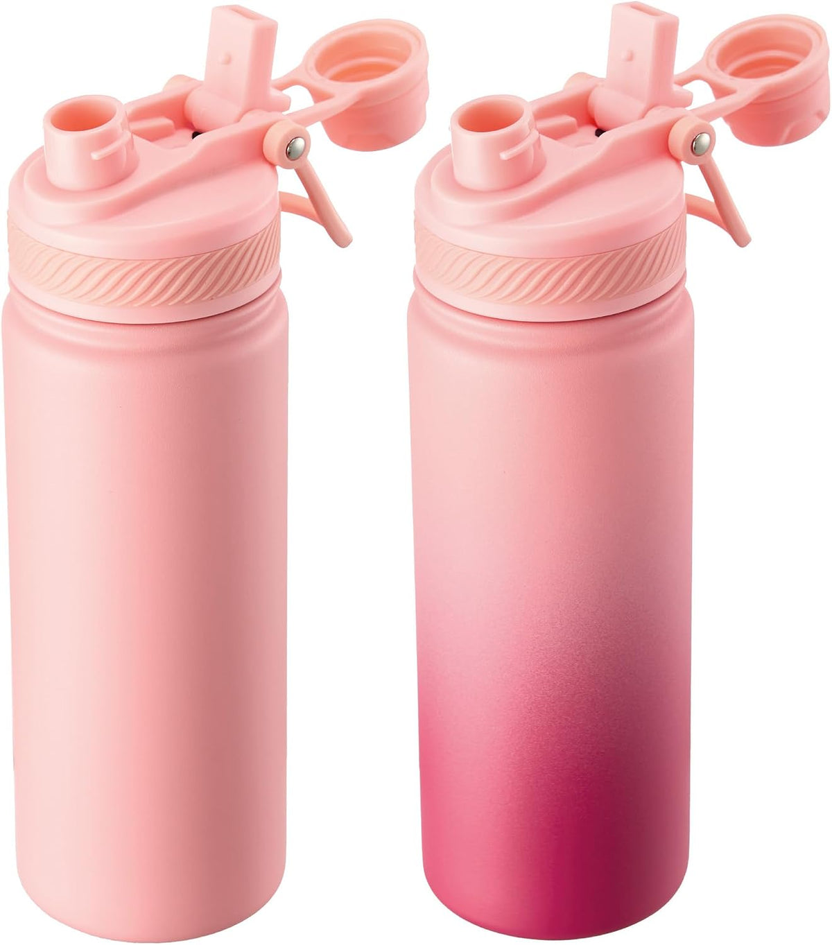 18 oz Insulated Water Bottle, 2-in-1 Straw and Spout Lid Stainless Steel Thermos, Leak-Proof, Double Wall Vacuum Flask, Keep Cold 24H for Outdoor, Sports, Travel, School (Black)