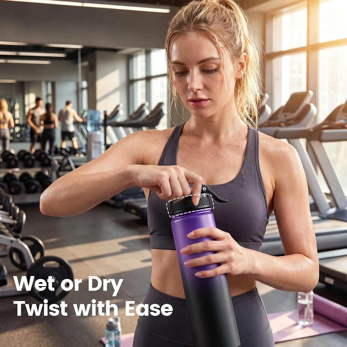 18 oz Insulated Water Bottle, 2-in-1 Straw and Spout Lid Stainless Steel Thermos, Leak-Proof, Double Wall Vacuum Flask, Keep Cold 24H for Outdoor, Sports, Travel, School (Black)