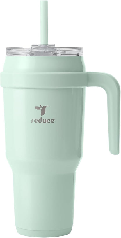 Cold1 40 oz Tumbler with Handle - Vacuum Insulated Stainless Steel Water Bottle for Home, Office or Car, Reusable Mug with Straw or Leakproof Flip Lid, Keeps Drinks Cold All Day-Gloss Sea Glass