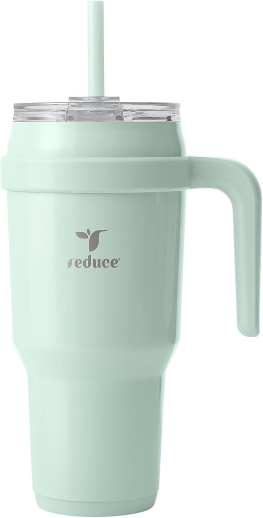 Cold1 40 oz Tumbler with Handle - Vacuum Insulated Stainless Steel Water Bottle for Home, Office or Car, Reusable Mug with Straw or Leakproof Flip Lid, Keeps Drinks Cold All Day-Gloss Sea Glass