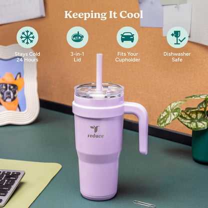 Cold1 40 oz Tumbler with Handle - Vacuum Insulated Stainless Steel Water Bottle for Home, Office or Car, Reusable Mug with Straw or Leakproof Flip Lid, Keeps Drinks Cold All Day-Gloss Sea Glass