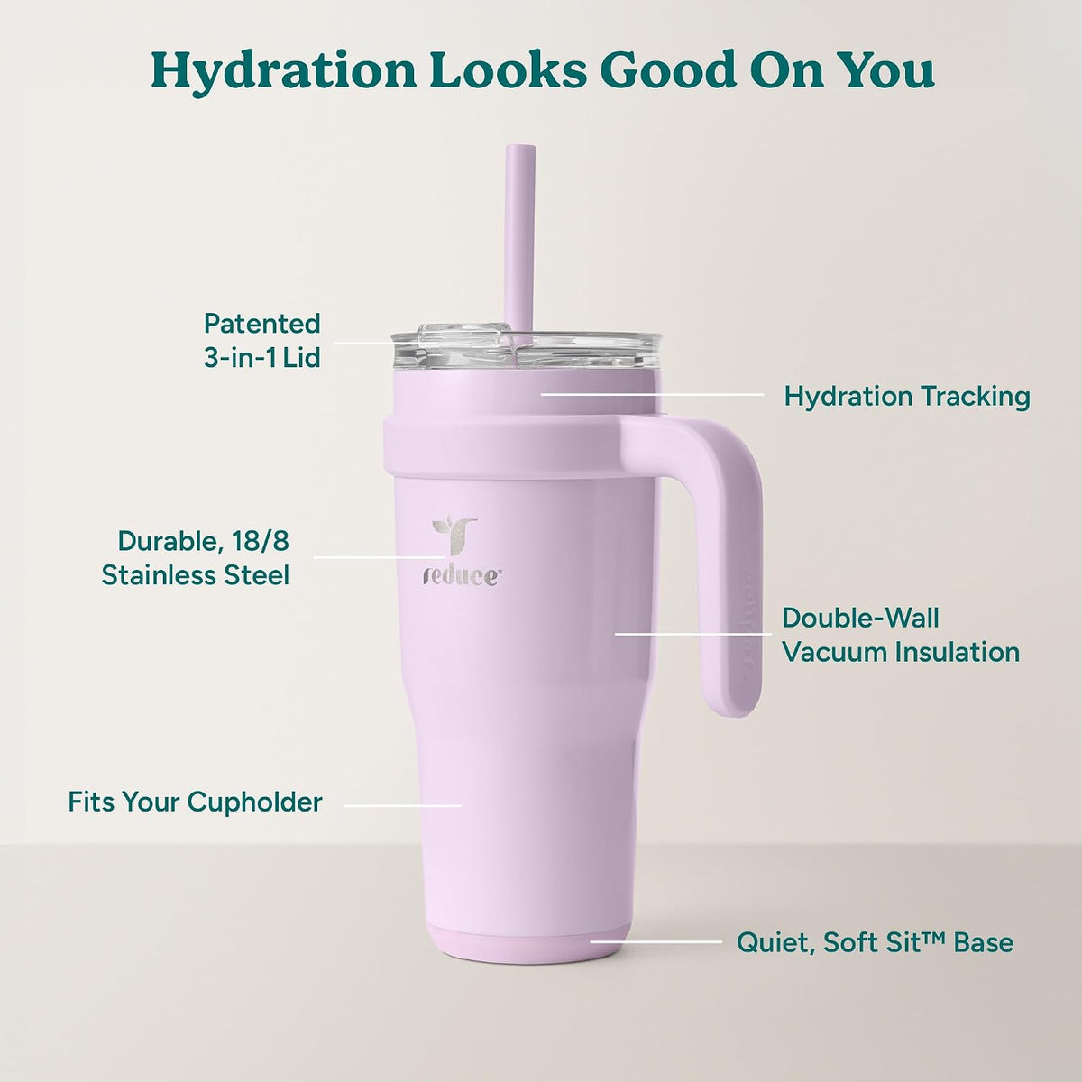 Cold1 40 oz Tumbler with Handle - Vacuum Insulated Stainless Steel Water Bottle for Home, Office or Car, Reusable Mug with Straw or Leakproof Flip Lid, Keeps Drinks Cold All Day-Gloss Sea Glass