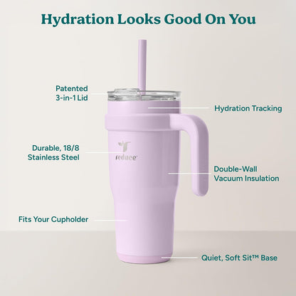 Cold1 40 oz Tumbler with Handle - Vacuum Insulated Stainless Steel Water Bottle for Home, Office or Car, Reusable Mug with Straw or Leakproof Flip Lid, Keeps Drinks Cold All Day-Gloss Sea Glass