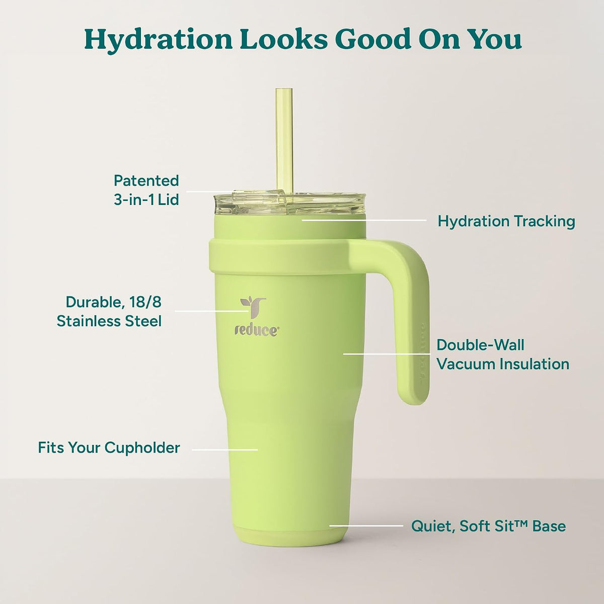 Cold1 40 oz Tumbler with Handle - Vacuum Insulated Stainless Steel Water Bottle for Home, Office or Car, Reusable Mug with Straw or Leakproof Flip Lid, Keeps Drinks Cold All Day-Gloss Sea Glass
