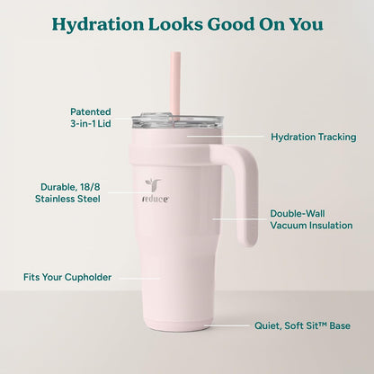 Cold1 40 oz Tumbler with Handle - Vacuum Insulated Stainless Steel Water Bottle for Home, Office or Car, Reusable Mug with Straw or Leakproof Flip Lid, Keeps Drinks Cold All Day-Gloss Sea Glass