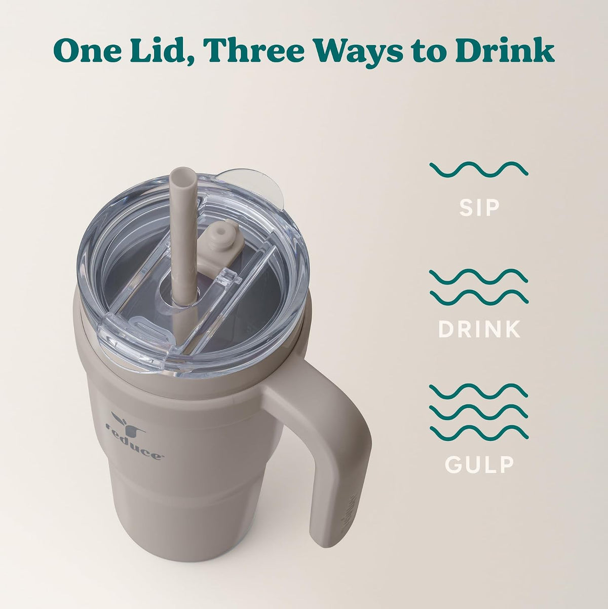 Cold1 40 oz Tumbler with Handle - Vacuum Insulated Stainless Steel Water Bottle for Home, Office or Car, Reusable Mug with Straw or Leakproof Flip Lid, Keeps Drinks Cold All Day-Gloss Sea Glass