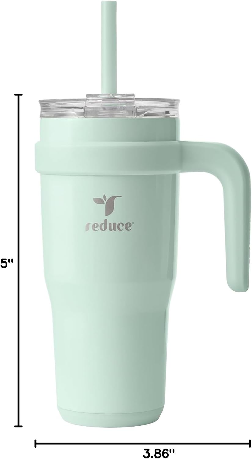 Cold1 40 oz Tumbler with Handle - Vacuum Insulated Stainless Steel Water Bottle for Home, Office or Car, Reusable Mug with Straw or Leakproof Flip Lid, Keeps Drinks Cold All Day-Gloss Sea Glass