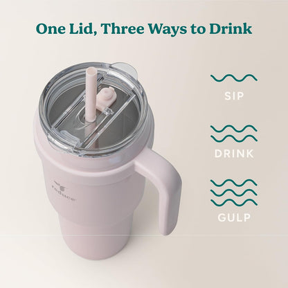 Cold1 40 oz Tumbler with Handle - Vacuum Insulated Stainless Steel Water Bottle for Home, Office or Car, Reusable Mug with Straw or Leakproof Flip Lid, Keeps Drinks Cold All Day-Gloss Sea Glass