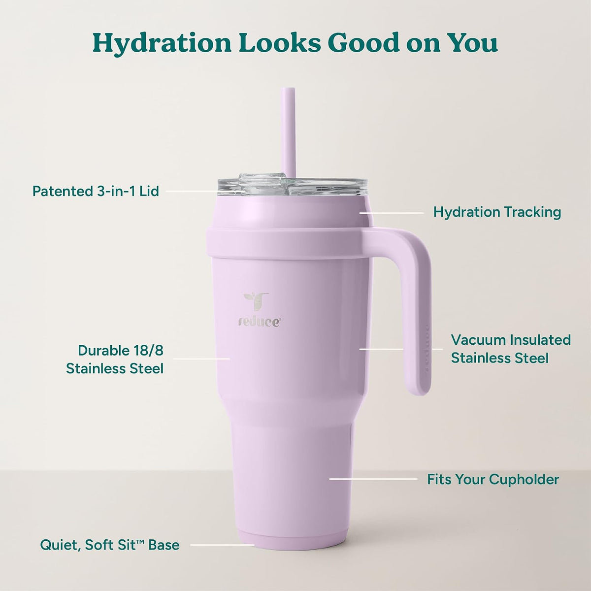 Cold1 40 oz Tumbler with Handle - Vacuum Insulated Stainless Steel Water Bottle for Home, Office or Car, Reusable Mug with Straw or Leakproof Flip Lid, Keeps Drinks Cold All Day-Gloss Sea Glass