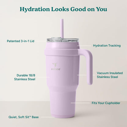 Cold1 40 oz Tumbler with Handle - Vacuum Insulated Stainless Steel Water Bottle for Home, Office or Car, Reusable Mug with Straw or Leakproof Flip Lid, Keeps Drinks Cold All Day-Gloss Sea Glass
