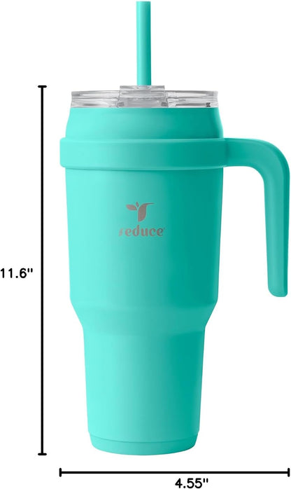 Cold1 40 oz Tumbler with Handle - Vacuum Insulated Stainless Steel Water Bottle for Home, Office or Car, Reusable Mug with Straw or Leakproof Flip Lid, Keeps Drinks Cold All Day-Gloss Sea Glass