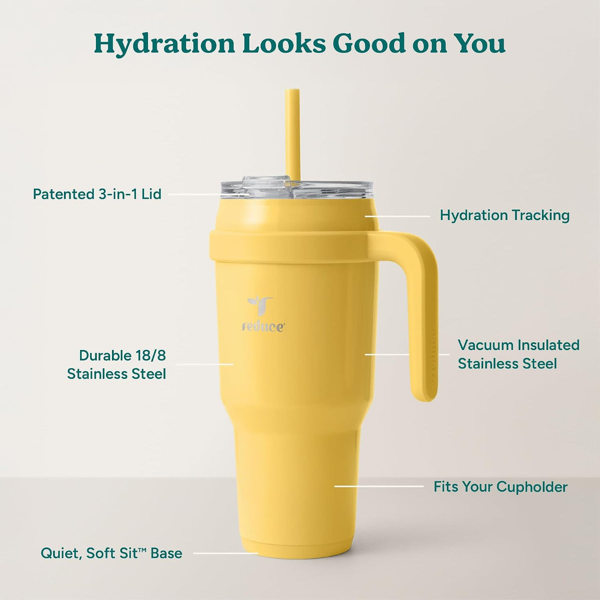 Cold1 40 oz Tumbler with Handle - Vacuum Insulated Stainless Steel Water Bottle for Home, Office or Car, Reusable Mug with Straw or Leakproof Flip Lid, Keeps Drinks Cold All Day-Gloss Sea Glass