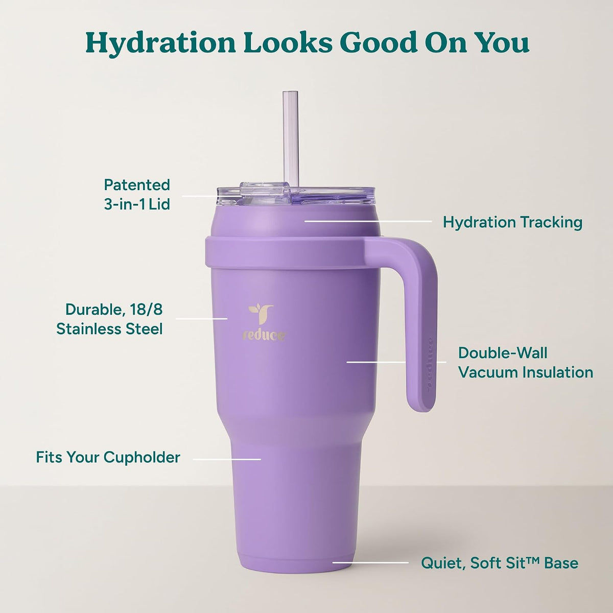 Cold1 40 oz Tumbler with Handle - Vacuum Insulated Stainless Steel Water Bottle for Home, Office or Car, Reusable Mug with Straw or Leakproof Flip Lid, Keeps Drinks Cold All Day-Gloss Sea Glass