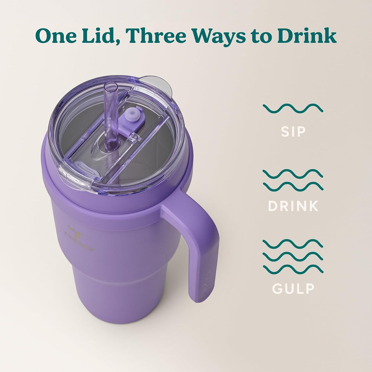 Cold1 40 oz Tumbler with Handle - Vacuum Insulated Stainless Steel Water Bottle for Home, Office or Car, Reusable Mug with Straw or Leakproof Flip Lid, Keeps Drinks Cold All Day-Gloss Sea Glass