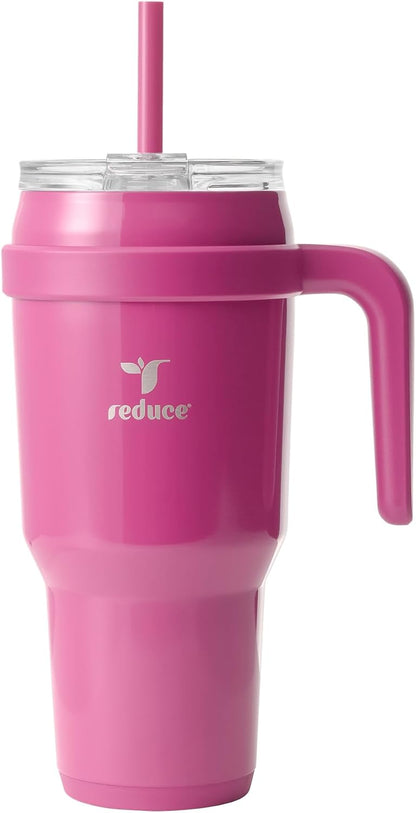 Cold1 40 oz Tumbler with Handle - Vacuum Insulated Stainless Steel Water Bottle for Home, Office or Car, Reusable Mug with Straw or Leakproof Flip Lid, Keeps Drinks Cold All Day-Gloss Sea Glass