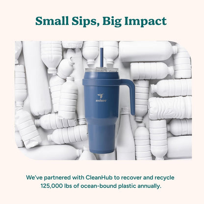 Cold1 40 oz Tumbler with Handle - Vacuum Insulated Stainless Steel Water Bottle for Home, Office or Car, Reusable Mug with Straw or Leakproof Flip Lid, Keeps Drinks Cold All Day-Gloss Sea Glass