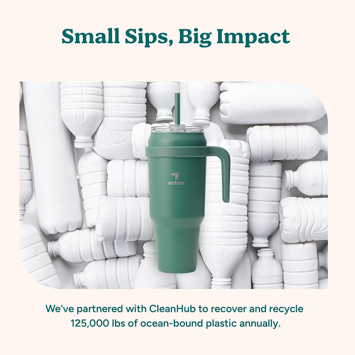 Cold1 40 oz Tumbler with Handle - Vacuum Insulated Stainless Steel Water Bottle for Home, Office or Car, Reusable Mug with Straw or Leakproof Flip Lid, Keeps Drinks Cold All Day-Gloss Sea Glass