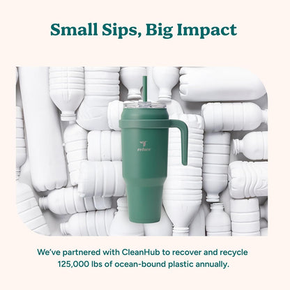 Cold1 40 oz Tumbler with Handle - Vacuum Insulated Stainless Steel Water Bottle for Home, Office or Car, Reusable Mug with Straw or Leakproof Flip Lid, Keeps Drinks Cold All Day-Gloss Sea Glass