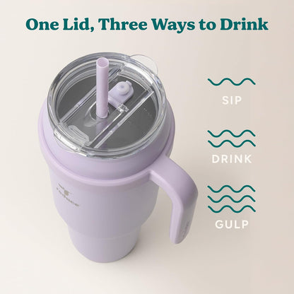Cold1 40 oz Tumbler with Handle - Vacuum Insulated Stainless Steel Water Bottle for Home, Office or Car, Reusable Mug with Straw or Leakproof Flip Lid, Keeps Drinks Cold All Day-Gloss Sea Glass