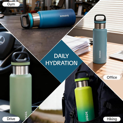 18oz Insulated Water Bottle Stainless Steel Water Bottle with Handle | BPA-Free Leak-Proof Bottle with Double Wall Vacuum Insulation, Reusable Water Bottle for Gym, Office, Travel & Everyday Use
