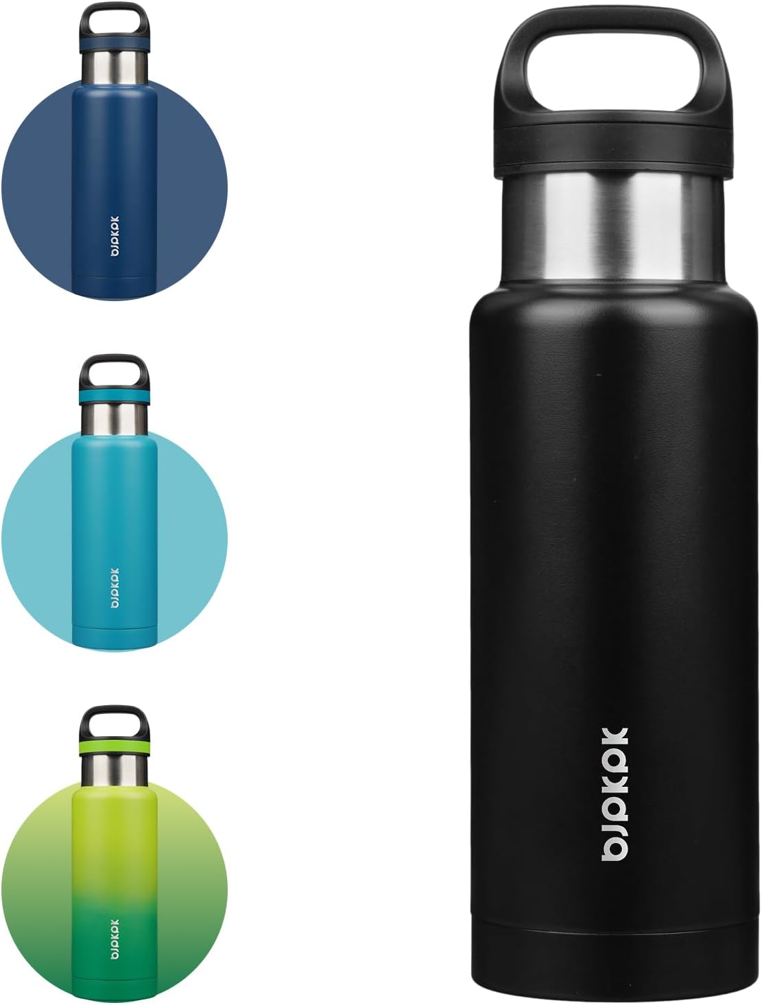 18oz Insulated Water Bottle Stainless Steel Water Bottle with Handle | BPA-Free Leak-Proof Bottle with Double Wall Vacuum Insulation, Reusable Water Bottle for Gym, Office, Travel & Everyday Use