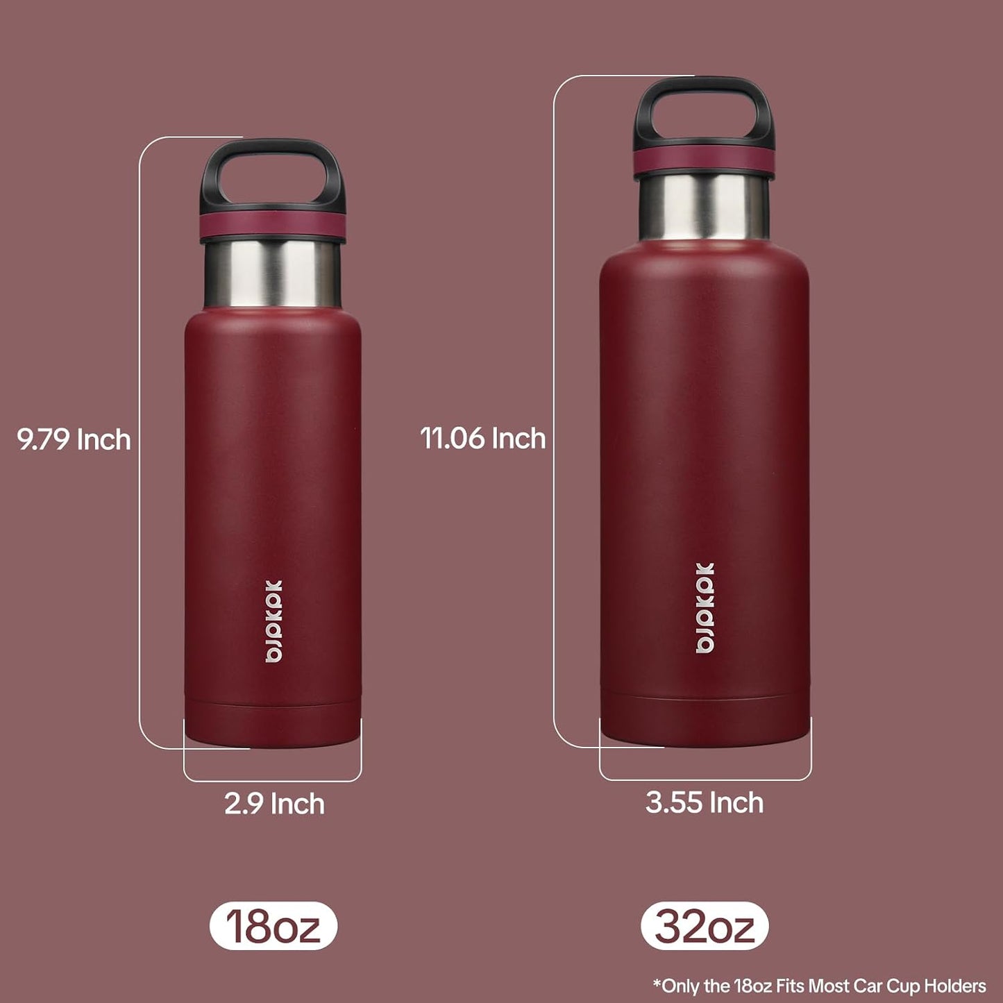 18oz Insulated Water Bottle Stainless Steel Water Bottle with Handle | BPA-Free Leak-Proof Bottle with Double Wall Vacuum Insulation, Reusable Water Bottle for Gym, Office, Travel & Everyday Use