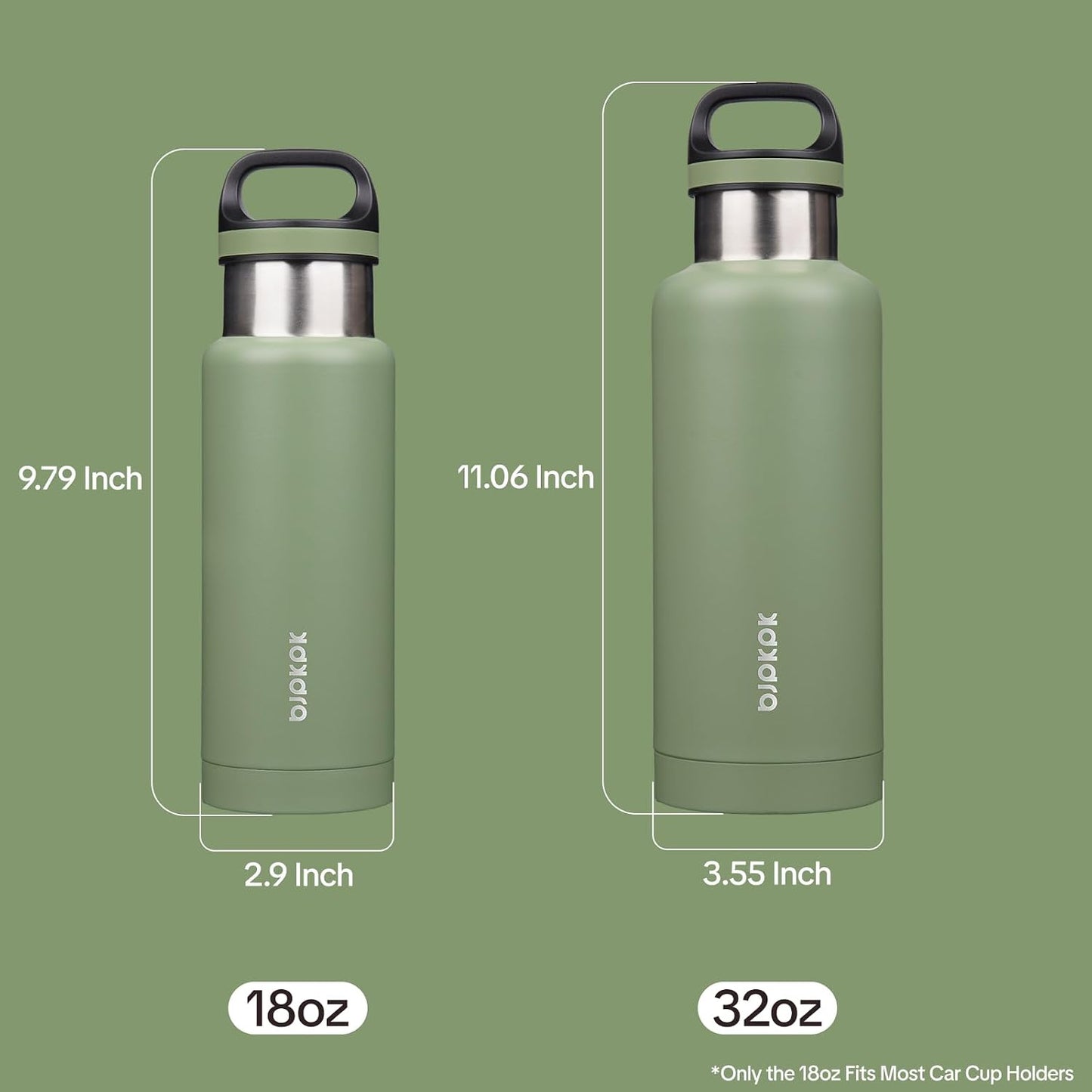 18oz Insulated Water Bottle Stainless Steel Water Bottle with Handle | BPA-Free Leak-Proof Bottle with Double Wall Vacuum Insulation, Reusable Water Bottle for Gym, Office, Travel & Everyday Use