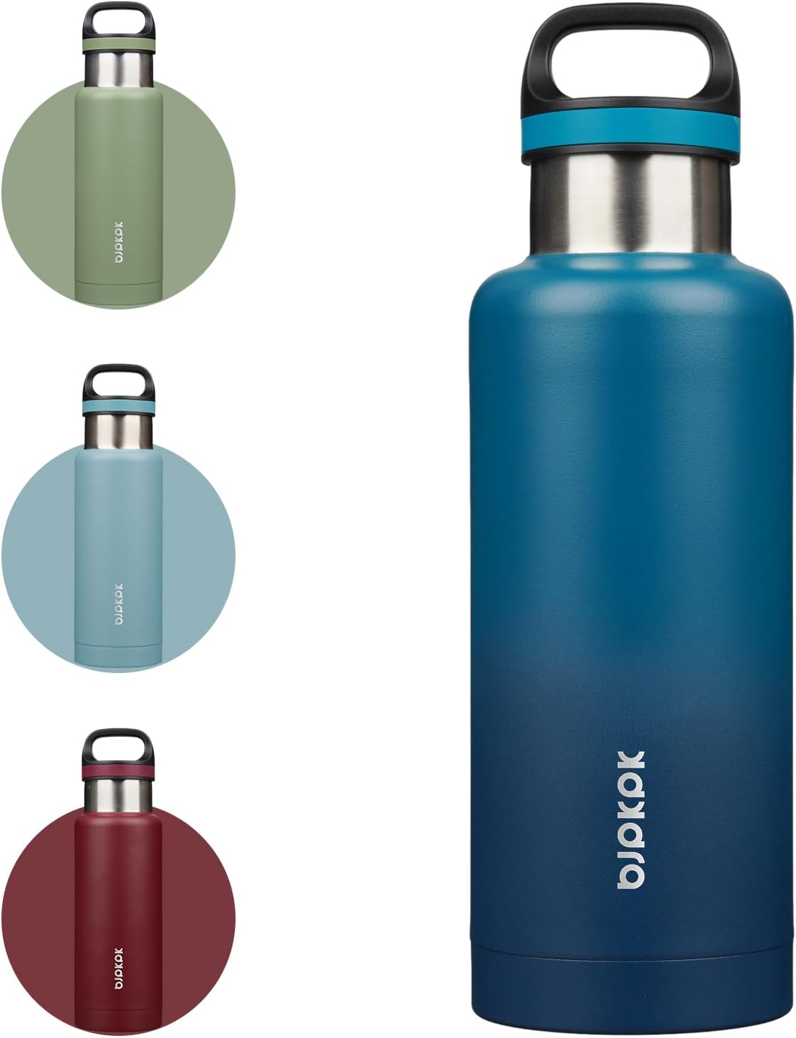 18oz Insulated Water Bottle Stainless Steel Water Bottle with Handle | BPA-Free Leak-Proof Bottle with Double Wall Vacuum Insulation, Reusable Water Bottle for Gym, Office, Travel & Everyday Use