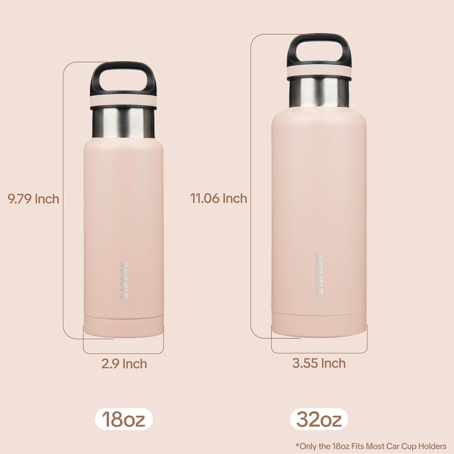 18oz Insulated Water Bottle Stainless Steel Water Bottle with Handle | BPA-Free Leak-Proof Bottle with Double Wall Vacuum Insulation, Reusable Water Bottle for Gym, Office, Travel & Everyday Use