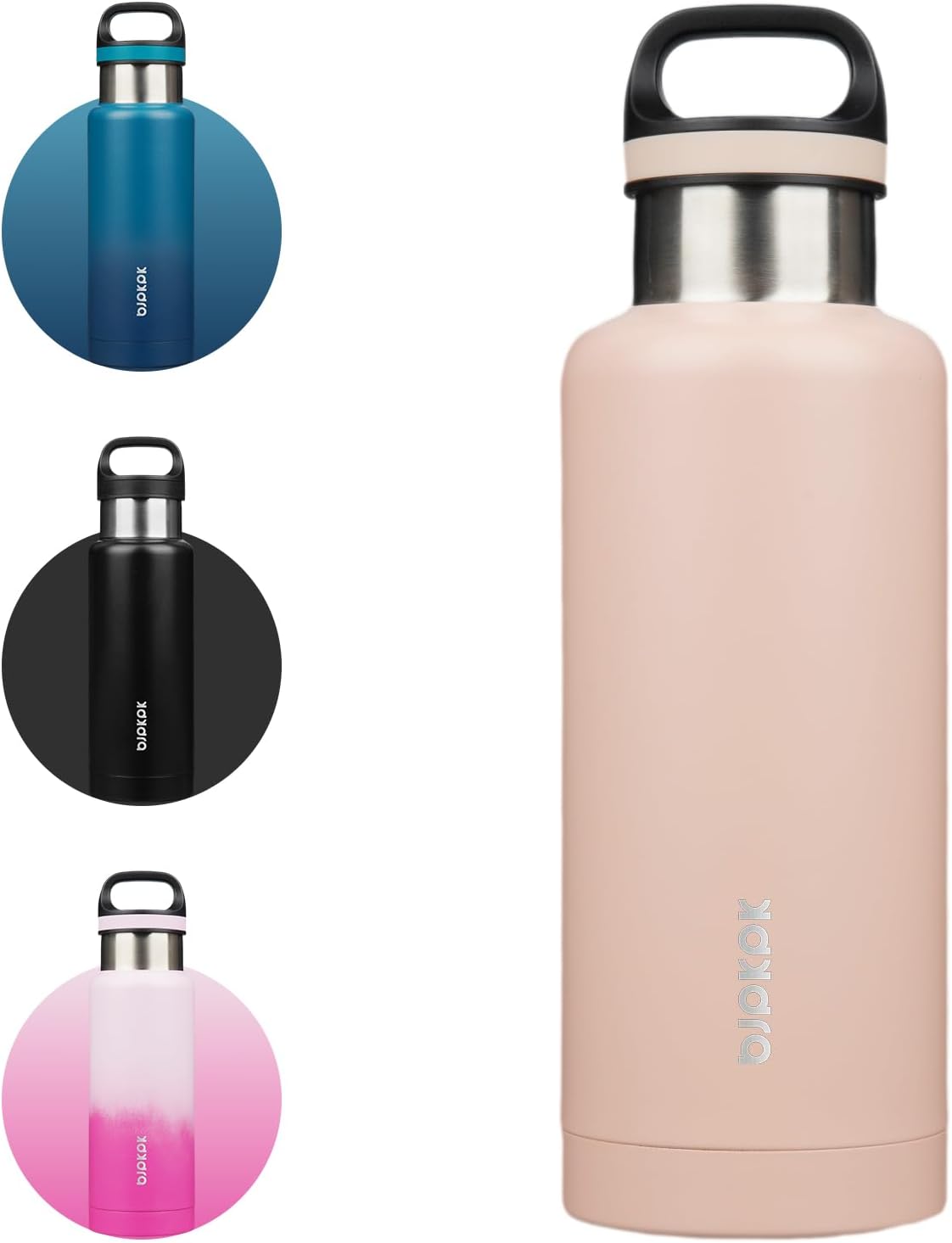 18oz Insulated Water Bottle Stainless Steel Water Bottle with Handle | BPA-Free Leak-Proof Bottle with Double Wall Vacuum Insulation, Reusable Water Bottle for Gym, Office, Travel & Everyday Use