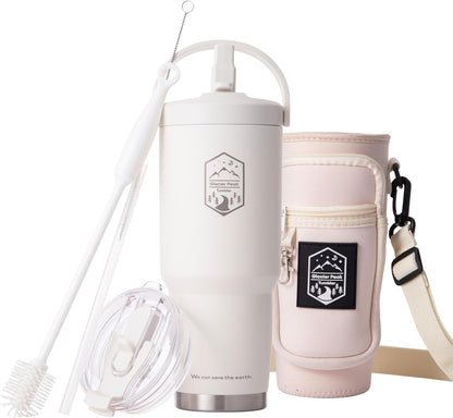 30 oz Insulated Tumbler & water bottle holder- Large Capacity Coffee Travel Mug - Spill-Proof Lid - Travel Coffee Tumbler - Durable Stainless Steel - Ideal for Work, Outdoor, Commute