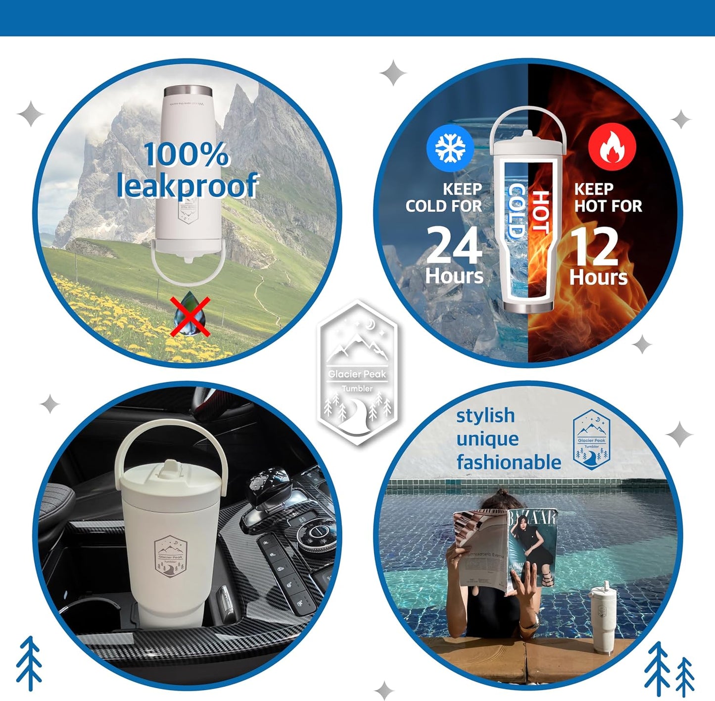 30 oz Insulated Tumbler & water bottle holder- Large Capacity Coffee Travel Mug - Spill-Proof Lid - Travel Coffee Tumbler - Durable Stainless Steel - Ideal for Work, Outdoor, Commute